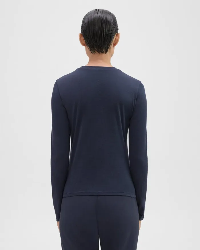 Theory TShirts Tiny LongSleeve Tee In Organic Cotton Nocturne Navy 8211 Women