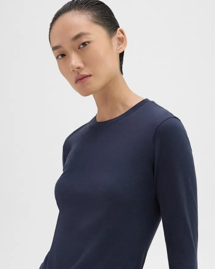Theory TShirts Tiny LongSleeve Tee In Organic Cotton Nocturne Navy 8211 Women