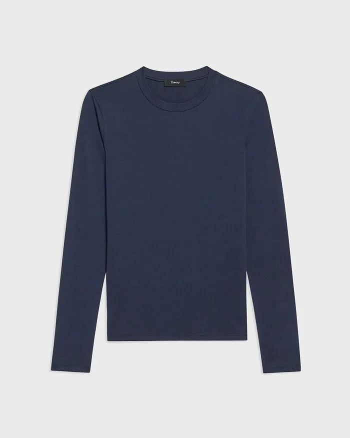 Theory TShirts Tiny LongSleeve Tee In Organic Cotton Nocturne Navy 8211 Women