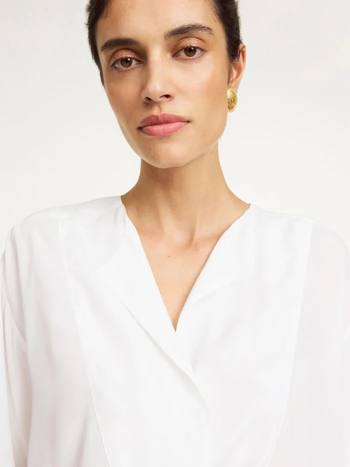 Tops and Blouses Women By Malene Birger Fayette SilkBlend Shirt Pure White