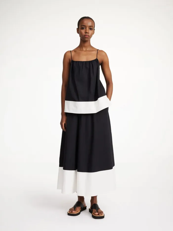 Tops and Blouses Women By Malene Birger Leonnes Organic Cotton Top Block Stripe Black White