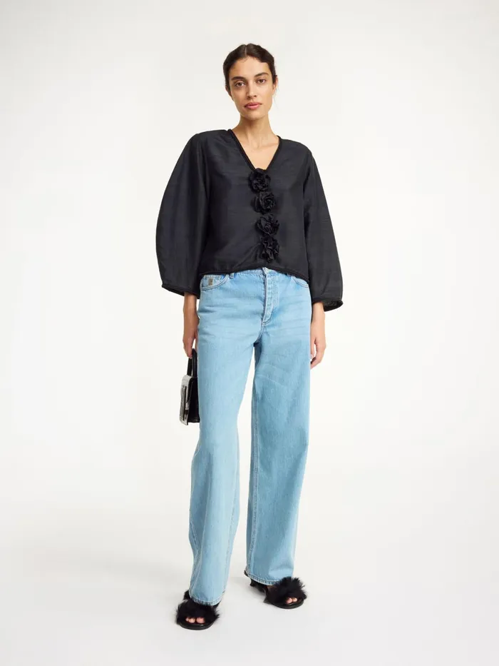 Tops and Blouses Women By Malene Birger Mineas Silk Top Black