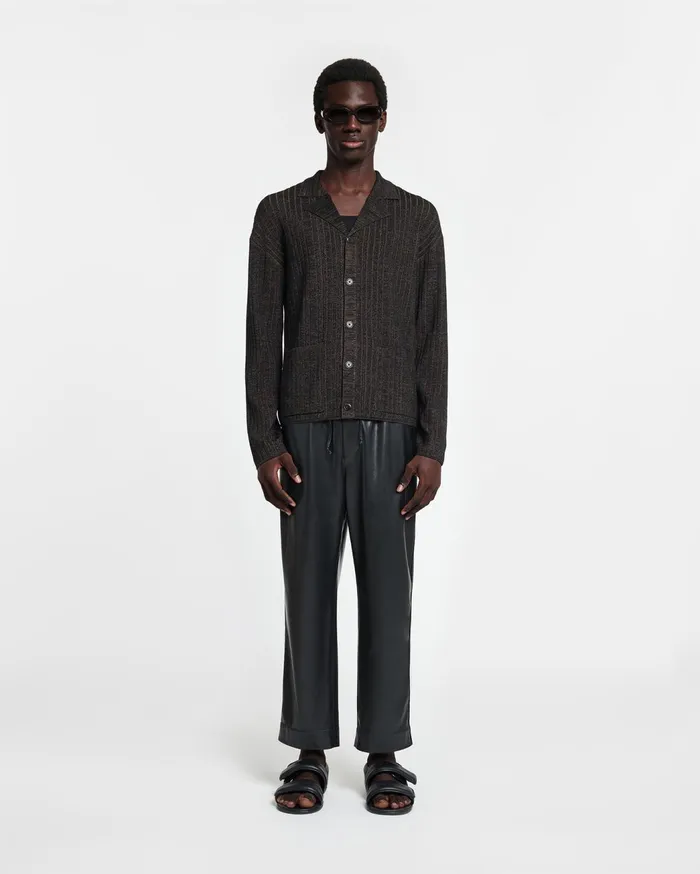 Torben Ribbed Merino Blend Shirt FossilBlack Men Nanushka Knitwear
