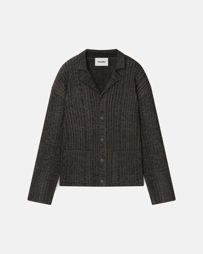 Torben Ribbed Merino Blend Shirt FossilBlack Men Nanushka Knitwear
