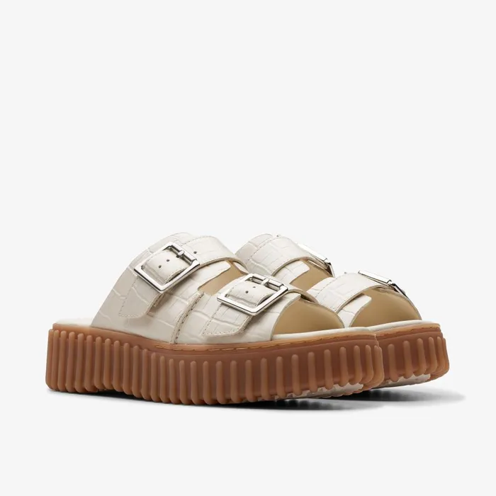 Torhill Slide Cream Interest Women Clarks Platforms