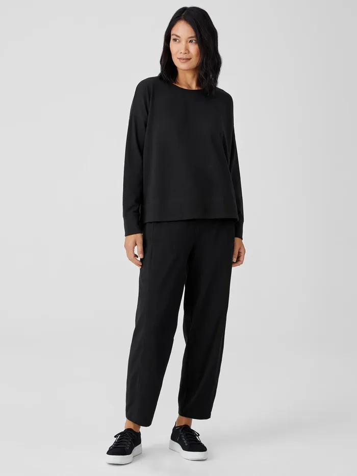 Traceable Cotton Jersey Crew Neck Top Black Women Eileen Fisher Tops and Tees