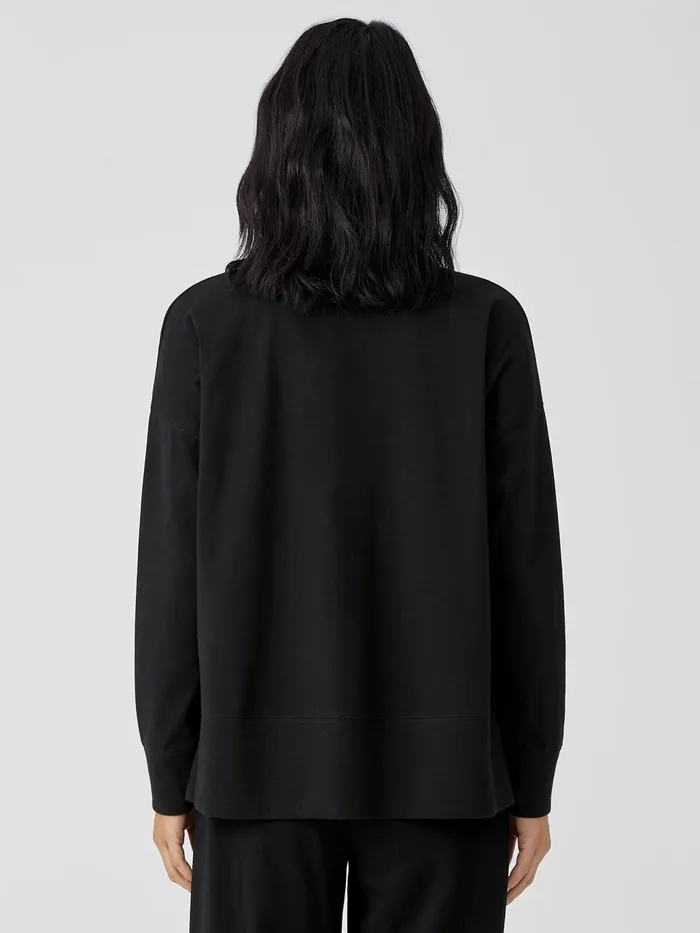 Traceable Cotton Jersey Crew Neck Top Black Women Eileen Fisher Tops and Tees