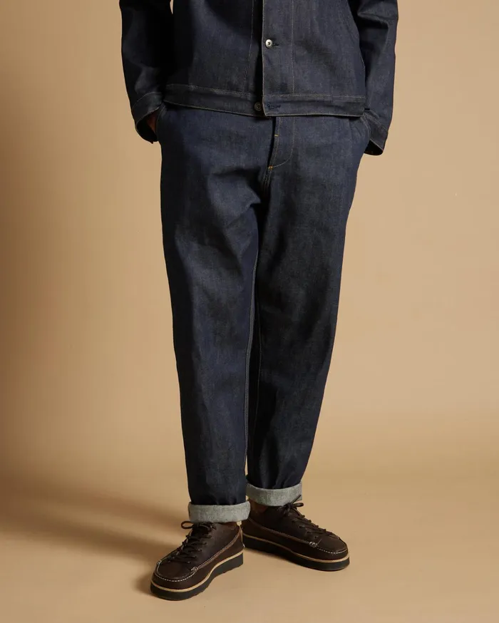 Trousers Men Universal Works Universal Works Military Chino In Indigo 13oz Selvedge Denim