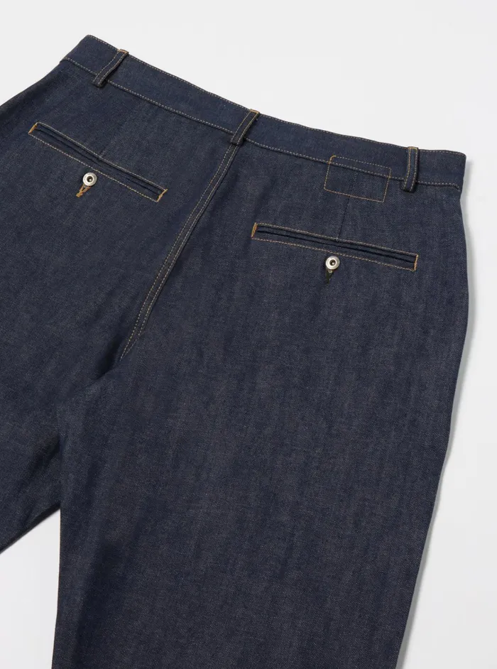 Trousers Men Universal Works Universal Works Military Chino In Indigo 13oz Selvedge Denim