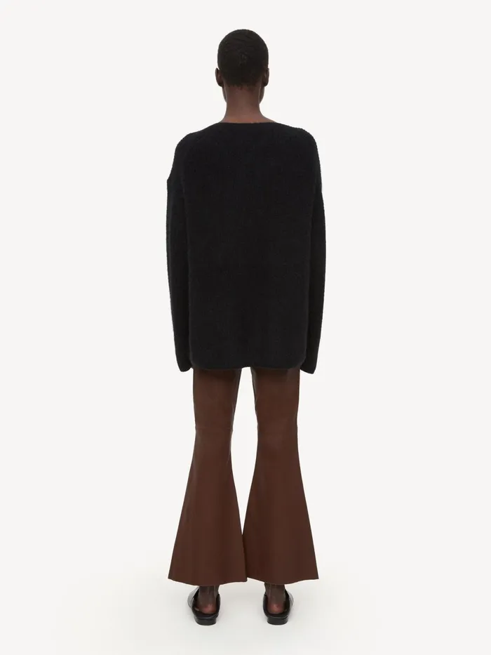 Trousers Women By Malene Birger Evyline Cropped Leather Trousers Chestnut