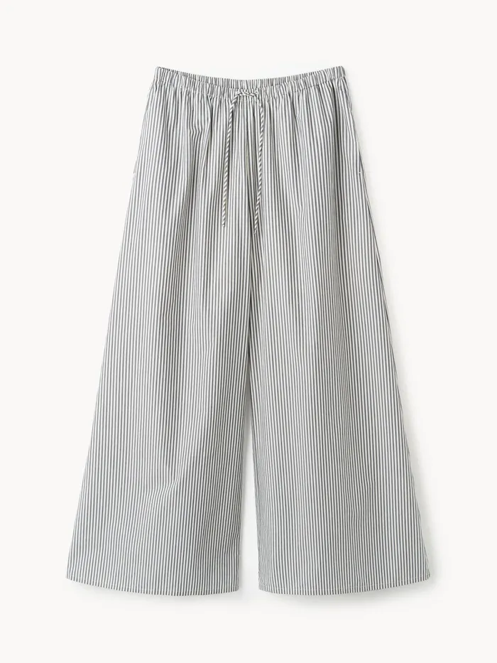 Trousers Women By Malene Birger Pisca Organic Cotton Trousers Navy Stripe
