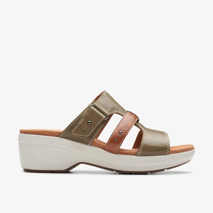 Tuleah Jane Olive Combination Women Clarks Sandals and Flip Flops