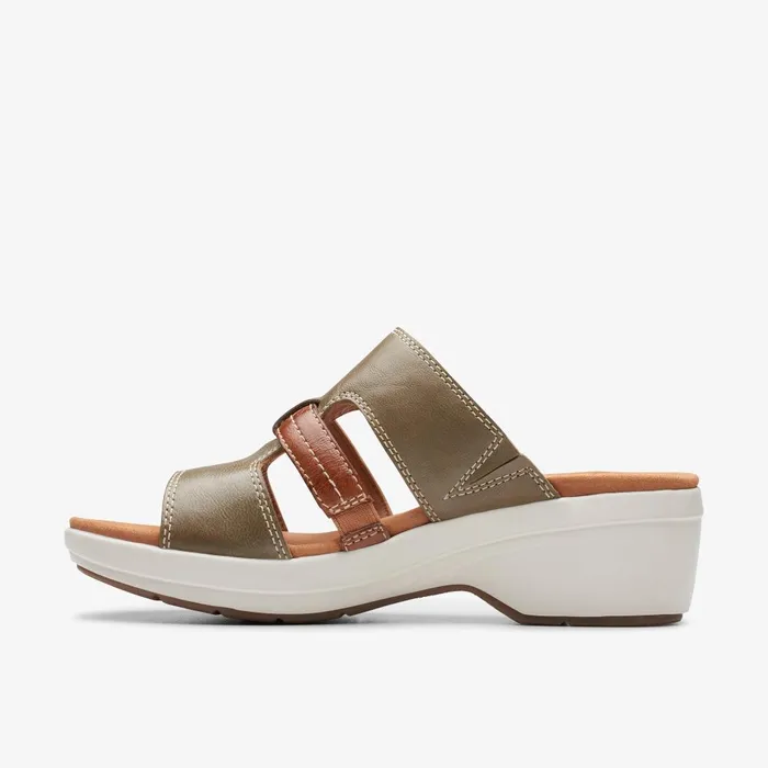 Tuleah Jane Olive Combination Women Clarks Sandals and Flip Flops