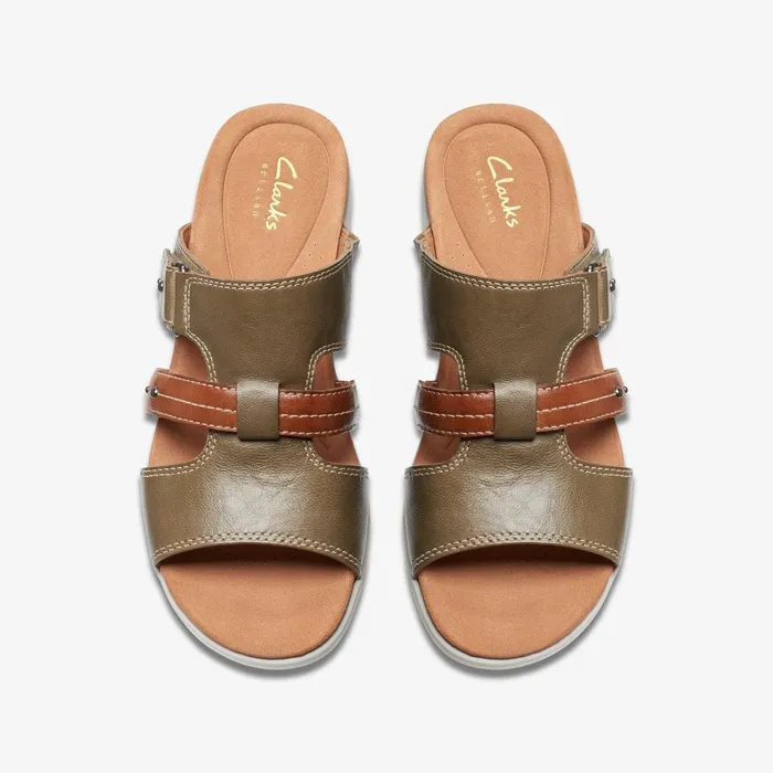 Tuleah Jane Olive Combination Women Clarks Sandals and Flip Flops