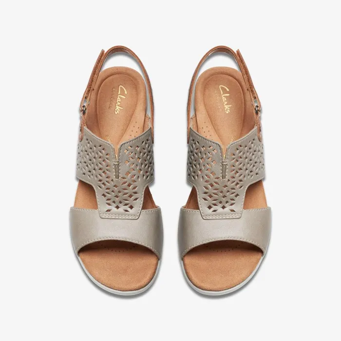 Tuleah Sun Stone Leather Women Clarks Sandals and Flip Flops