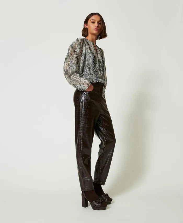 Twinset Animal Print Barrel Fit Trousers Mol Brown Women Suits And Sets Twinset Animal Print Barrel Fit Trousers Mol Brown Women Suits And Sets