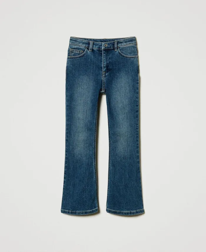 Twinset Bell Bottom Jeans With Five Pockets Denim Mid Blue Girl Trousers And Jeans