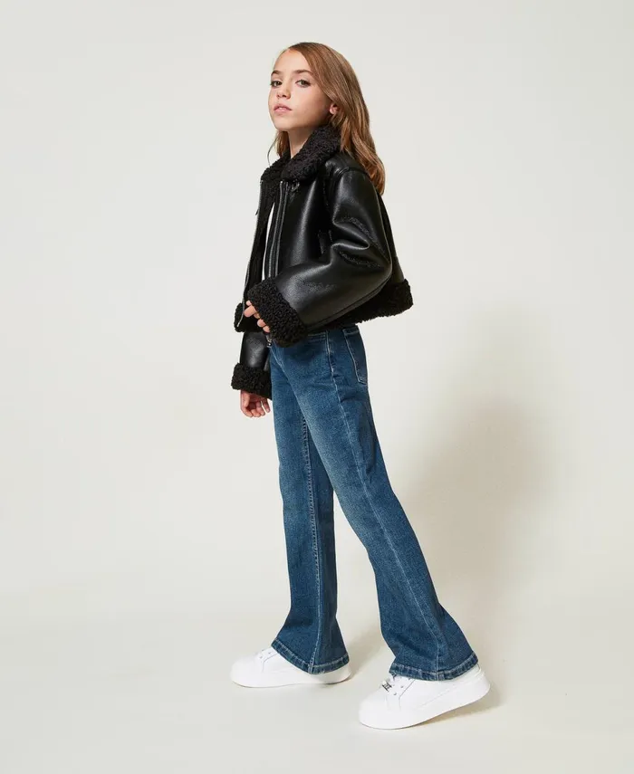 Twinset Bell Bottom Jeans With Five Pockets Denim Mid Blue Girl Trousers And Jeans