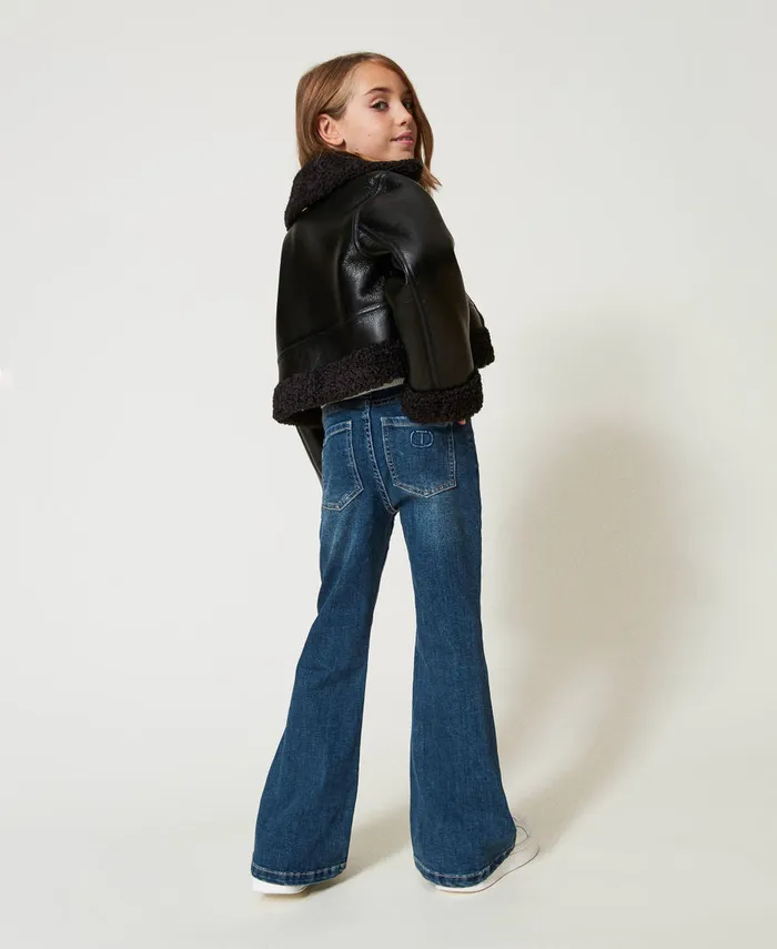 Twinset Bell Bottom Jeans With Five Pockets Denim Mid Blue Girl Trousers And Jeans