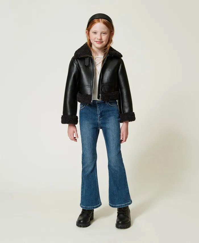Twinset Bell Bottom Jeans With Five Pockets Denim Mid Blue Girl Trousers And Jeans