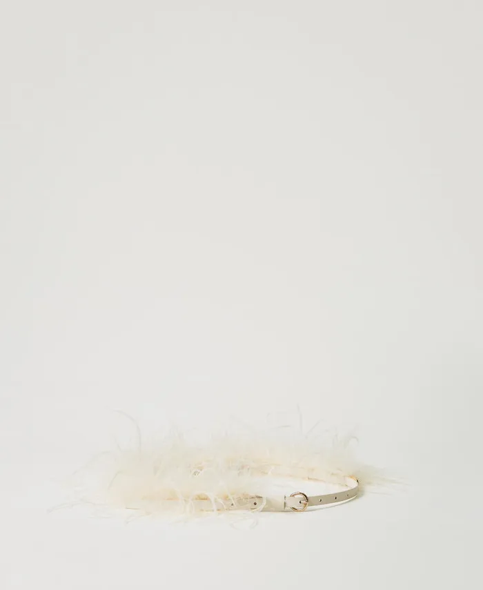 Twinset Belt With Feathers And Oval T Old White Women Belts