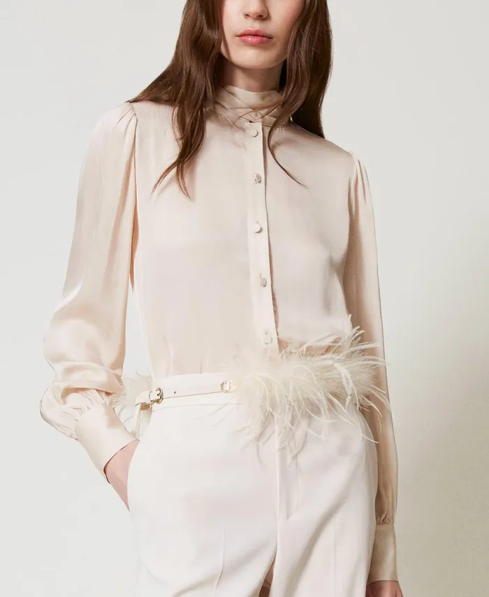 Twinset Belt With Feathers And Oval T Old White Women Belts Twinset Belt With Feathers And Oval T Old White Women Belts