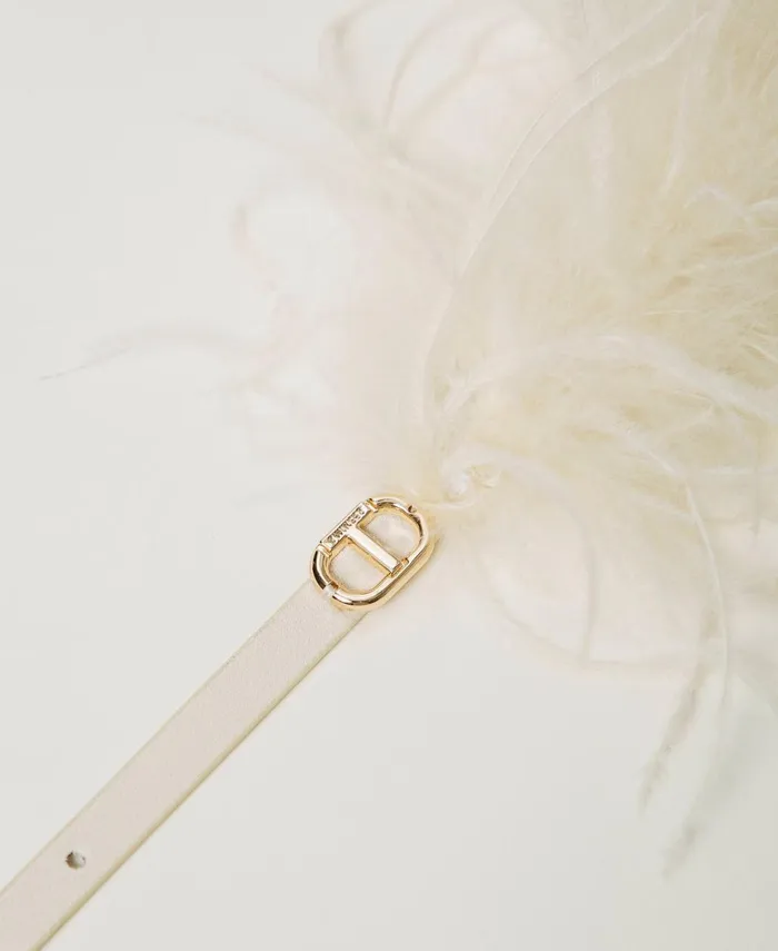 Twinset Belt With Feathers And Oval T Old White Women Belts Twinset Belt With Feathers And Oval T Old White Women Belts