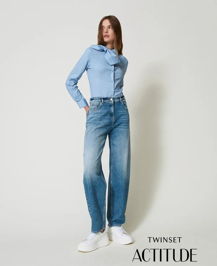 Twinset Carrot Fit Jeans With Five Pockets Light Denim Women Jeans