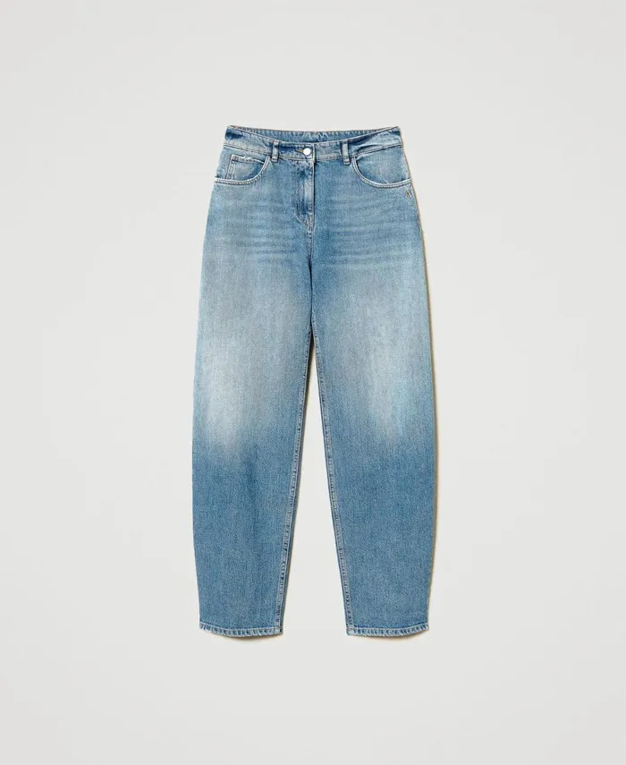Twinset Carrot Fit Jeans With Five Pockets Light Denim Women Jeans Twinset Carrot Fit Jeans With Five Pockets Light Denim Women Jeans