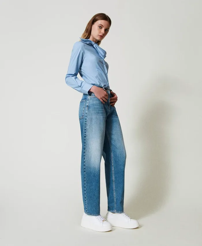 Twinset Carrot Fit Jeans With Five Pockets Light Denim Women Jeans Twinset Carrot Fit Jeans With Five Pockets Light Denim Women Jeans