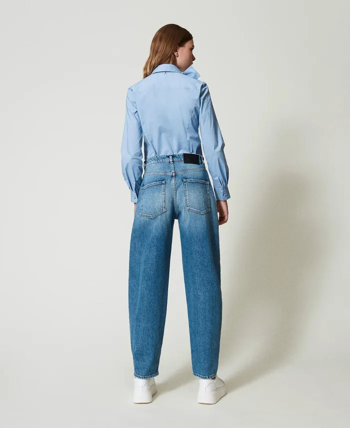 Twinset Carrot Fit Jeans With Five Pockets Light Denim Women Jeans Twinset Carrot Fit Jeans With Five Pockets Light Denim Women Jeans