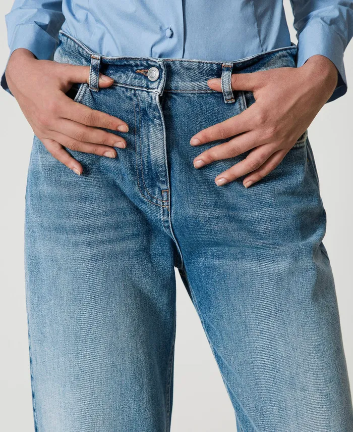 Twinset Carrot Fit Jeans With Five Pockets Light Denim Women Jeans Twinset Carrot Fit Jeans With Five Pockets Light Denim Women Jeans