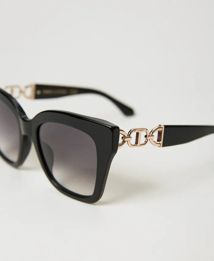 Twinset CatEye Sunglasses With Clasp Black Women Sunglasses Twinset CatEye Sunglasses With Clasp Black Women Sunglasses