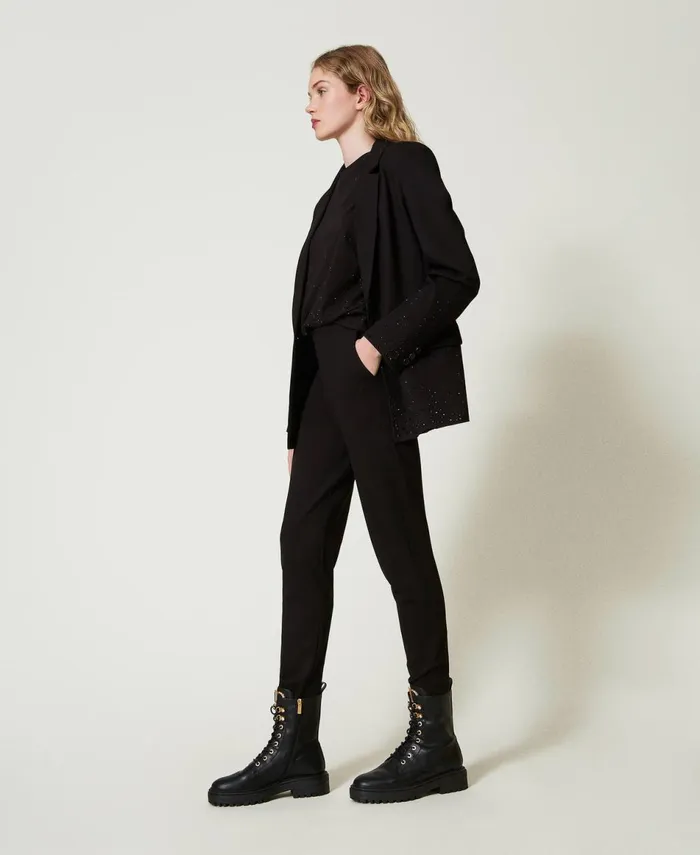 Twinset Cigarette Trousers With Elastic Black Women Suits And Sets Twinset Cigarette Trousers With Elastic Black Women Suits And Sets