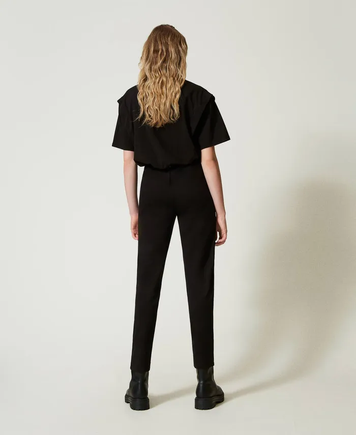 Twinset Cigarette Trousers With Elastic Black Women Suits And Sets Twinset Cigarette Trousers With Elastic Black Women Suits And Sets
