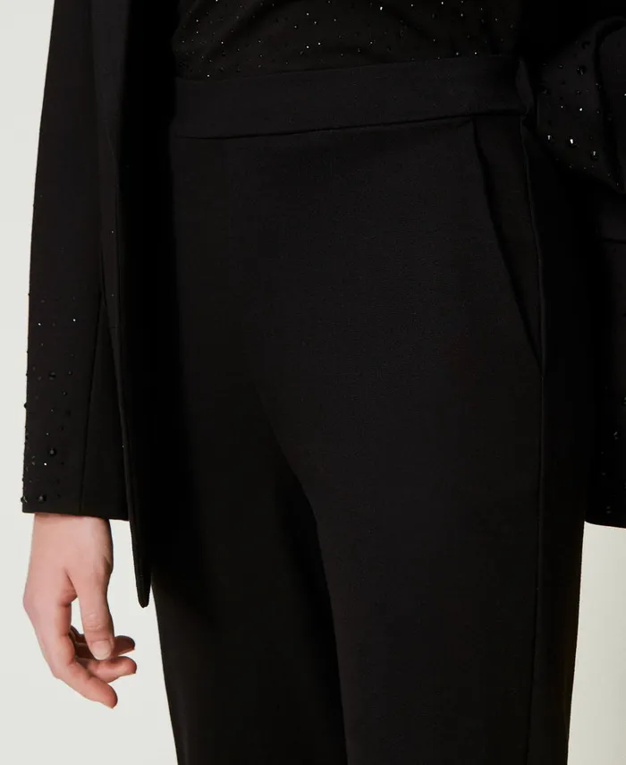 Twinset Cigarette Trousers With Elastic Black Women Suits And Sets Twinset Cigarette Trousers With Elastic Black Women Suits And Sets