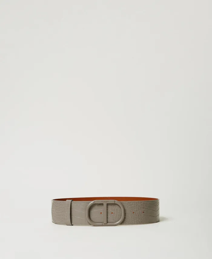 Twinset Croc Print Belt Grey Stone Women Belts