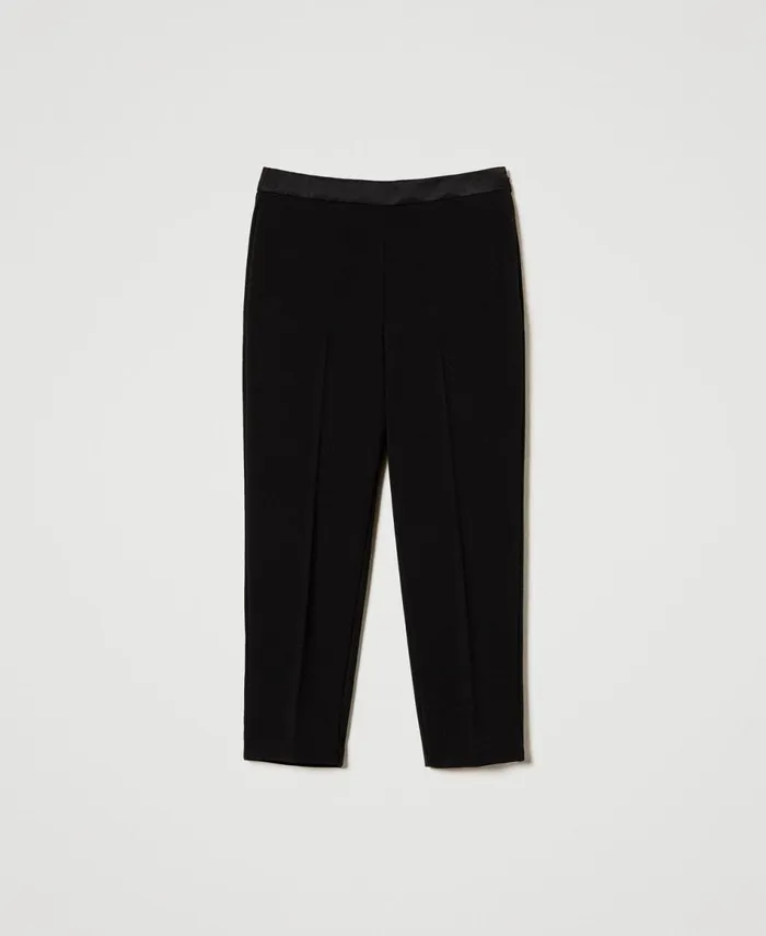 Twinset Flannel Cigarette Trousers Black Girl Trousers And Jeans Twinset Flannel Cigarette Trousers Black Girl Trousers And Jeans