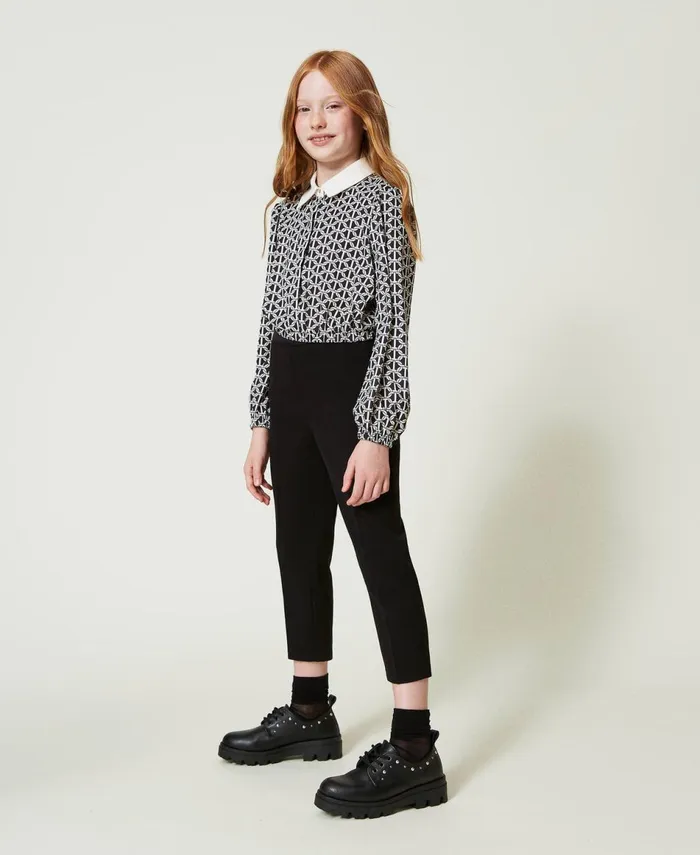 Twinset Flannel Cigarette Trousers Black Girl Trousers And Jeans Twinset Flannel Cigarette Trousers Black Girl Trousers And Jeans