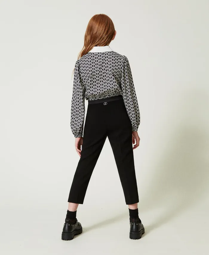 Twinset Flannel Cigarette Trousers Black Girl Trousers And Jeans Twinset Flannel Cigarette Trousers Black Girl Trousers And Jeans