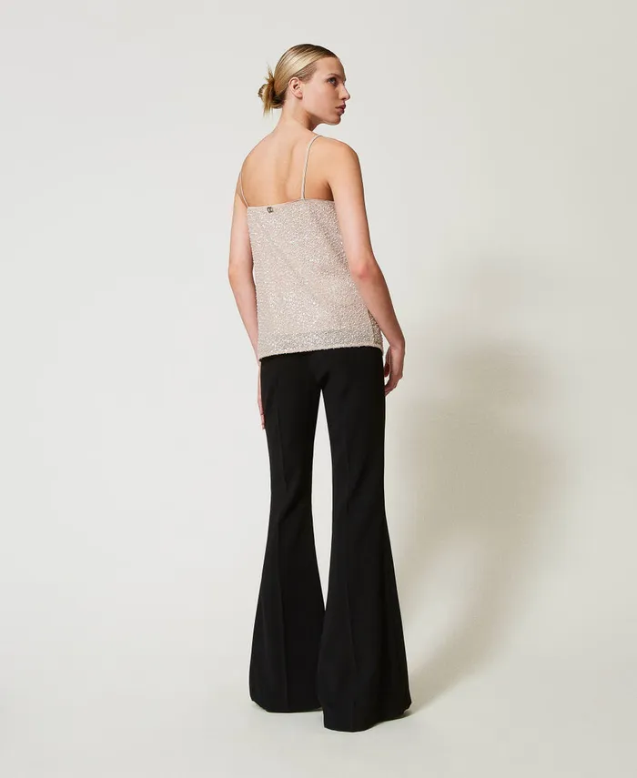 Twinset Fluid Crpe Flared Trousers Black Women Suits And Sets Twinset Fluid Crpe Flared Trousers Black Women Suits And Sets