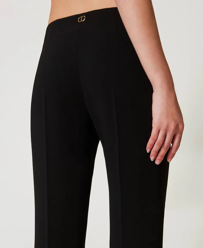 Twinset Fluid Crpe Flared Trousers Black Women Suits And Sets Twinset Fluid Crpe Flared Trousers Black Women Suits And Sets
