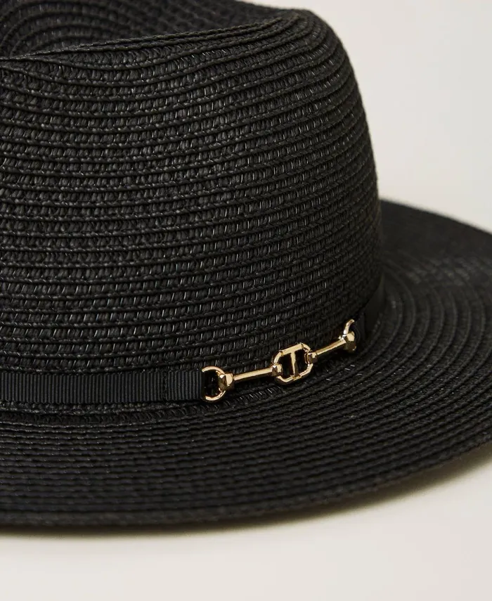 Twinset Hat With Oval T Clasp Black Women Hats Twinset Hat With Oval T Clasp Black Women Hats