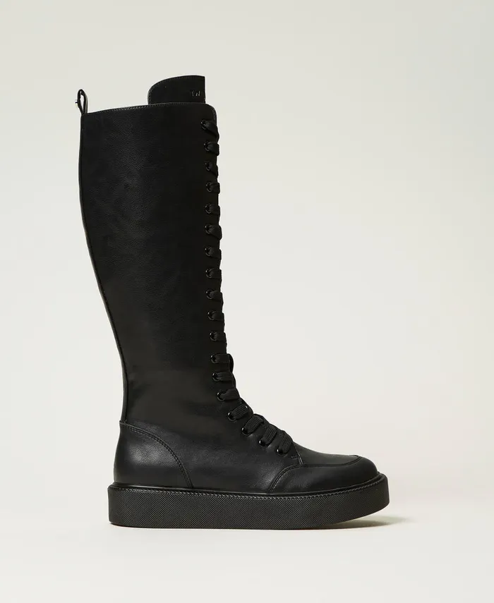 Twinset High Top Trainers With Laces Black Women Trainers