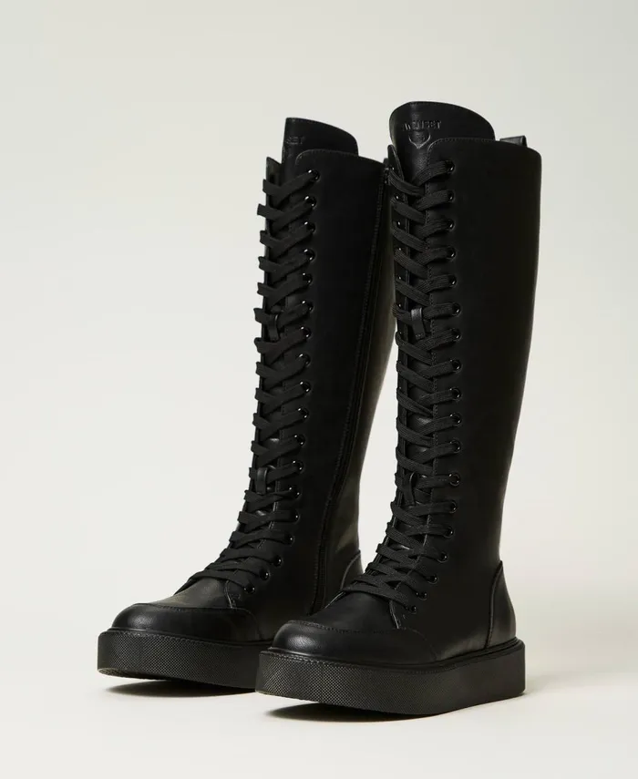 Twinset High Top Trainers With Laces Black Women Trainers Twinset High Top Trainers With Laces Black Women Trainers