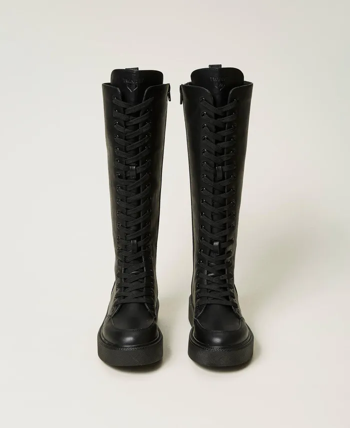 Twinset High Top Trainers With Laces Black Women Trainers Twinset High Top Trainers With Laces Black Women Trainers