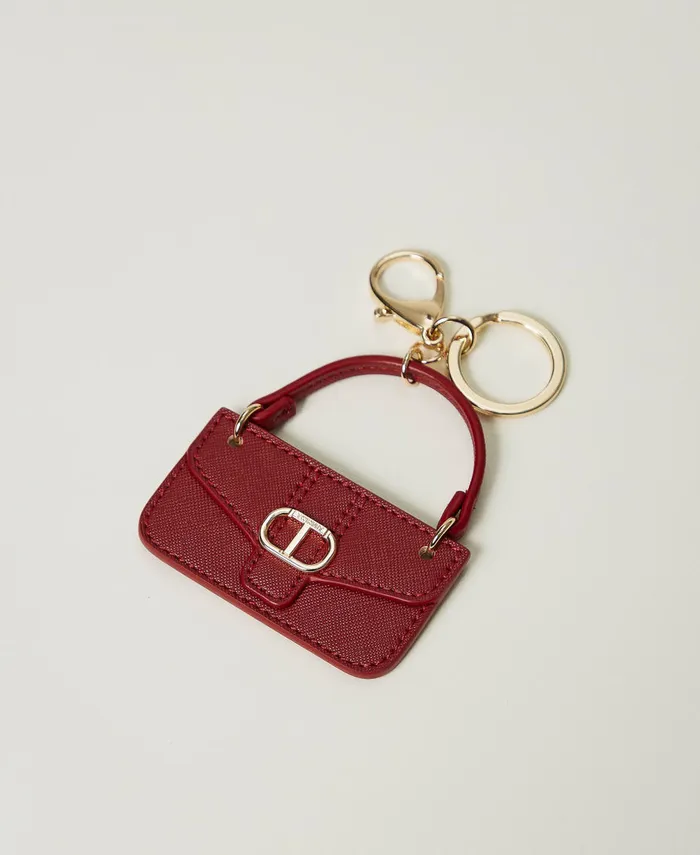 Twinset Keyring Bag With Oval T Pompeiian Red Women Wallets And Keyrings