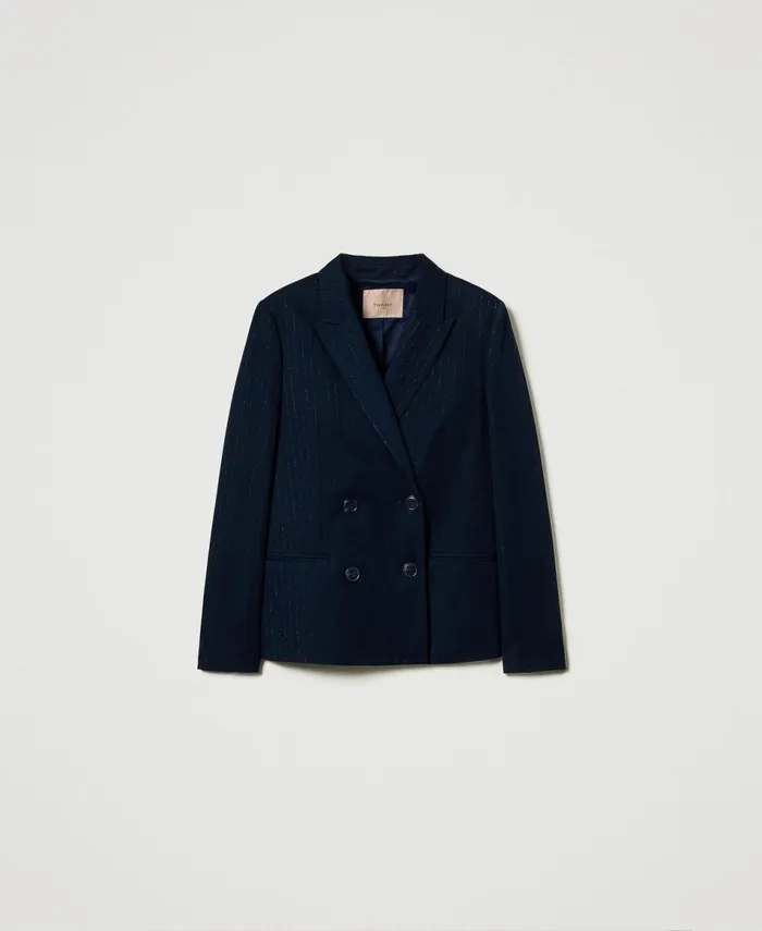Twinset Lurex Pinstripe Blazer Lurex Pinstripe Indigo Women Suits And Sets Twinset Lurex Pinstripe Blazer Lurex Pinstripe Indigo Women Suits And Sets