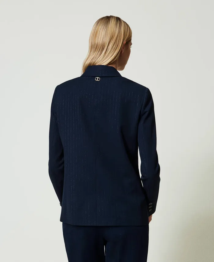 Twinset Lurex Pinstripe Blazer Lurex Pinstripe Indigo Women Suits And Sets Twinset Lurex Pinstripe Blazer Lurex Pinstripe Indigo Women Suits And Sets