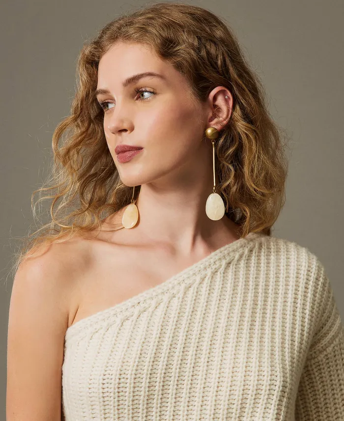 Twinset Metal Earring With Stone Ochre Yellow Women Jewellery